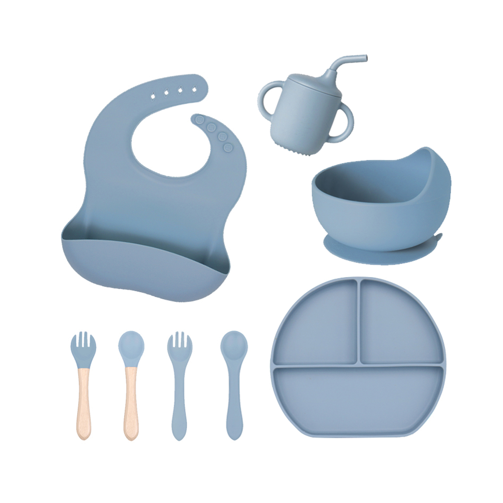 Bubble Blue Silicone Tableware Set